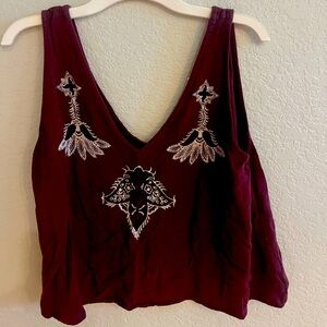 LA hearts, ladies, size, small, embroidered, crop top, burgundy